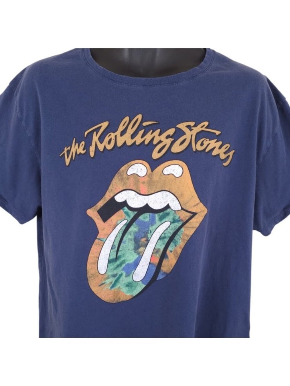 Rolling Stones T Shirt Mens Size Large Blue Tie Dye Tongue